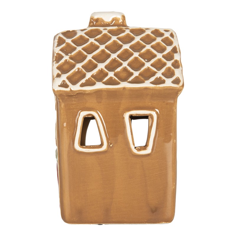 Clayre & Eef Casa di pan di zenzero con LED 8x8x12 cm Marrone Ceramica