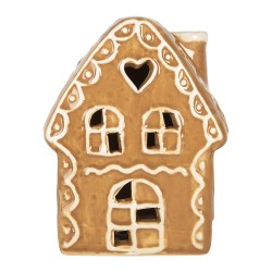 Clayre & Eef Maison en pain d'épices avec LED 8x6x11 cm Marron Céramique