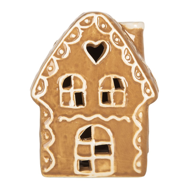 Clayre & Eef Maison en pain d'épices avec LED 8x6x11 cm Marron Céramique