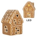 Clayre & Eef Maison en pain d'épices avec LED 8x6x11 cm Marron Céramique