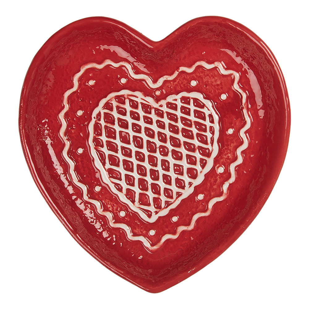 Clayre & Eef Dinerbord Gingerbread house 17x17x3 cm Rood Keramiek afbeelding 1