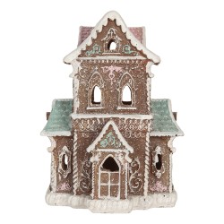 Clayre & Eef Casa di pan di zenzero con LED 15x12x20 cm Marrone Plastica