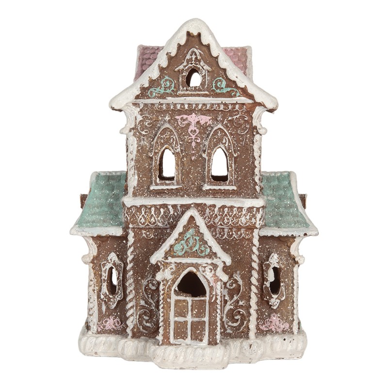 Clayre & Eef Gingerbread house with LED 15x12x20 cm Brown Plastic