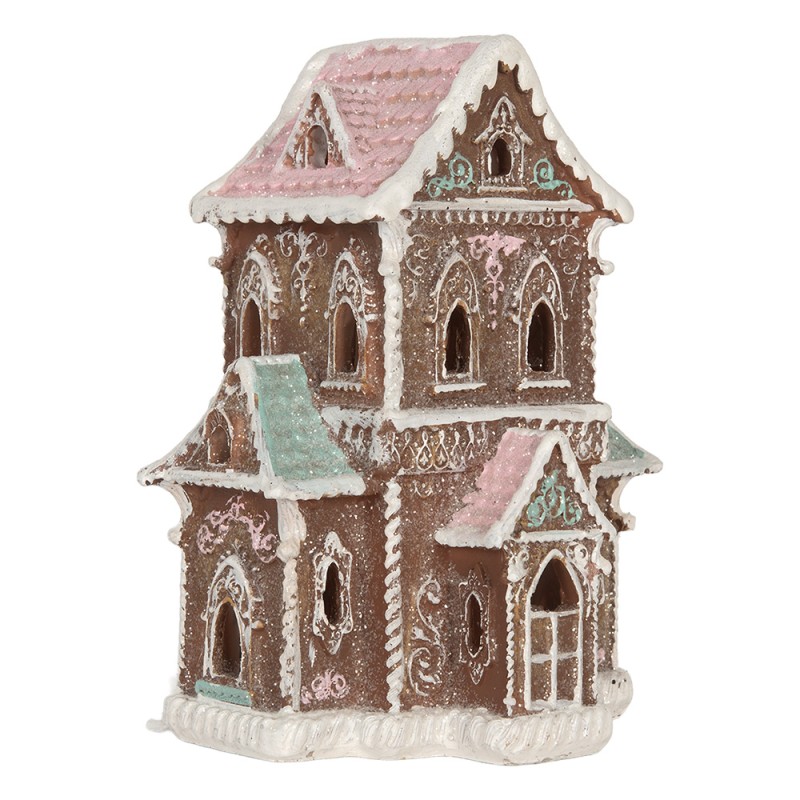 Clayre & Eef Gingerbread house with LED 15x12x20 cm Brown Plastic