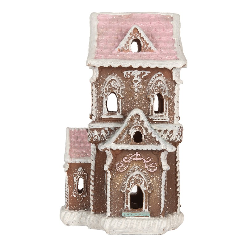 Clayre & Eef Gingerbread house with LED 15x12x20 cm Brown Plastic