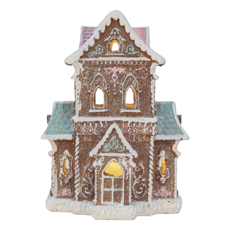 Clayre & Eef Gingerbread house with LED 15x12x20 cm Brown Plastic