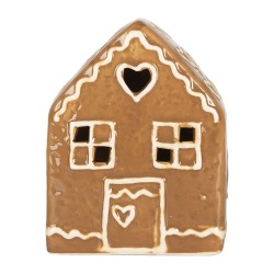 Clayre & Eef Casa di pan di zenzero con LED 8x6x10 cm Marrone Ceramica
