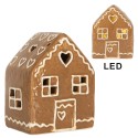 Clayre & Eef Casa di pan di zenzero con LED 8x6x10 cm Marrone Ceramica