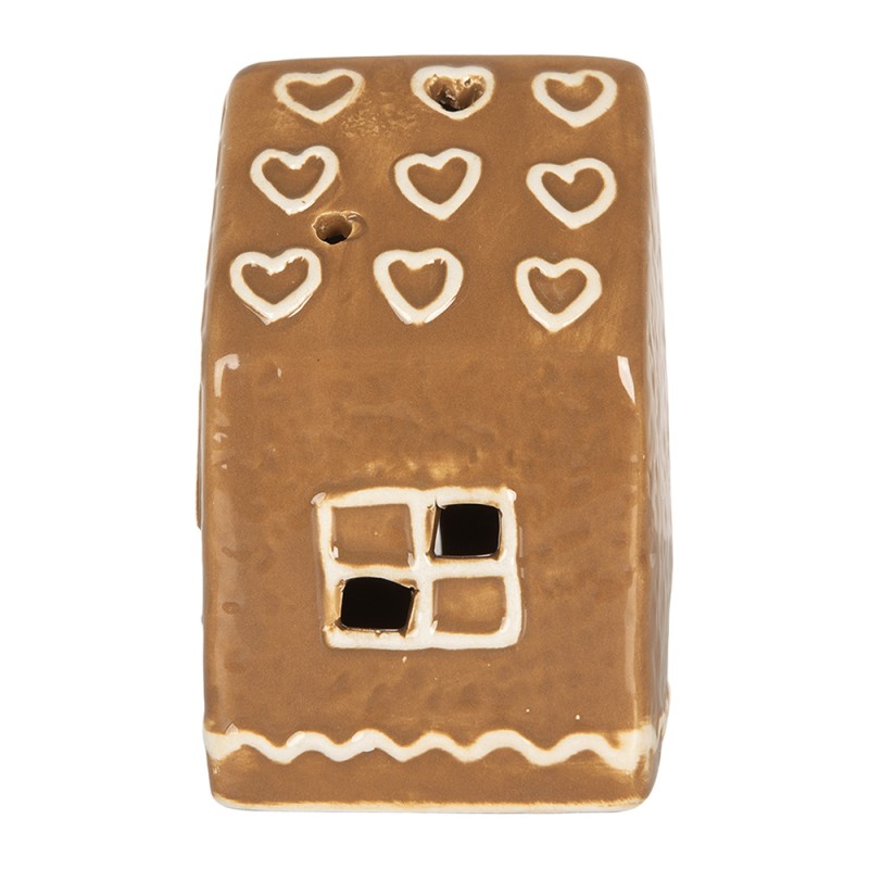 Clayre & Eef Casa di pan di zenzero con LED 8x6x10 cm Marrone Ceramica