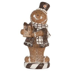 Clayre & Eef Statuetta decorativa di Natale Uomo di pan di zenzero 9x8x20 cm