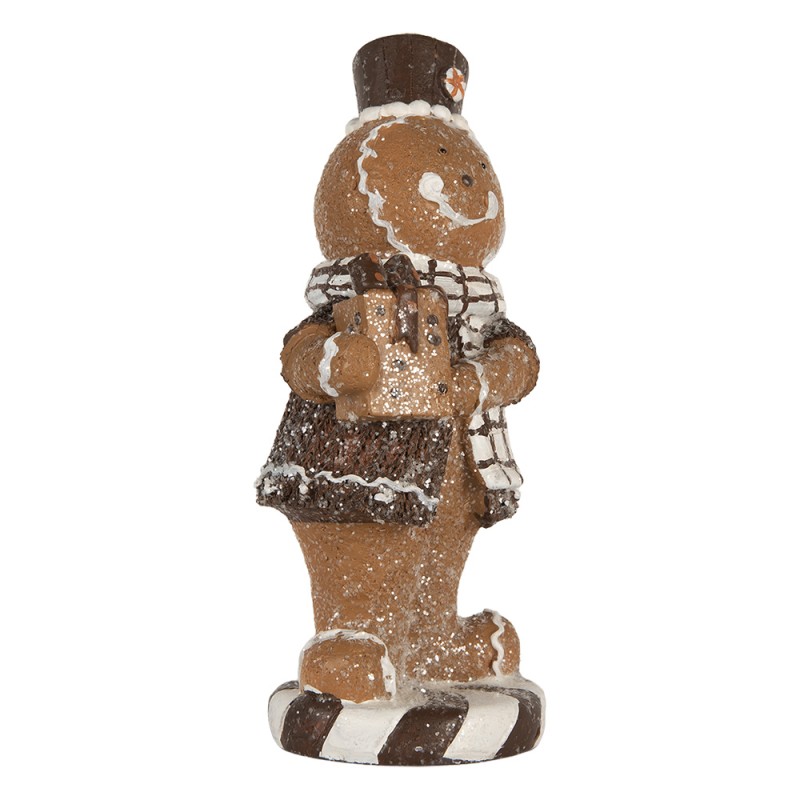 Clayre & Eef Statuetta decorativa di Natale Uomo di pan di zenzero 9x8x20 cm