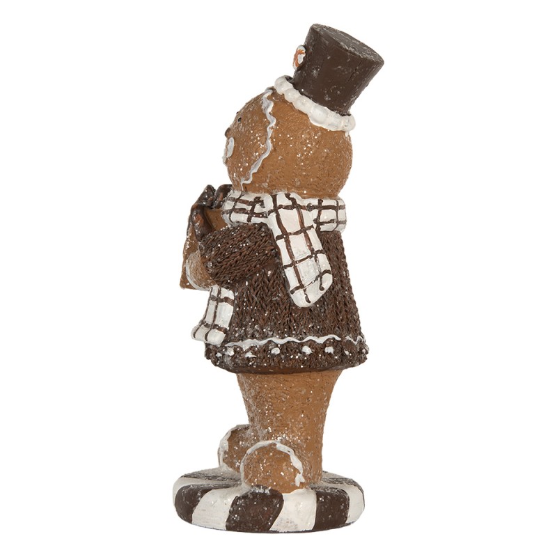 Clayre & Eef Statuetta decorativa di Natale Uomo di pan di zenzero 9x8x20 cm