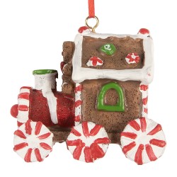 Clayre & Eef Christmas Ornament Train 9x5x9 cm Brown Plastic
