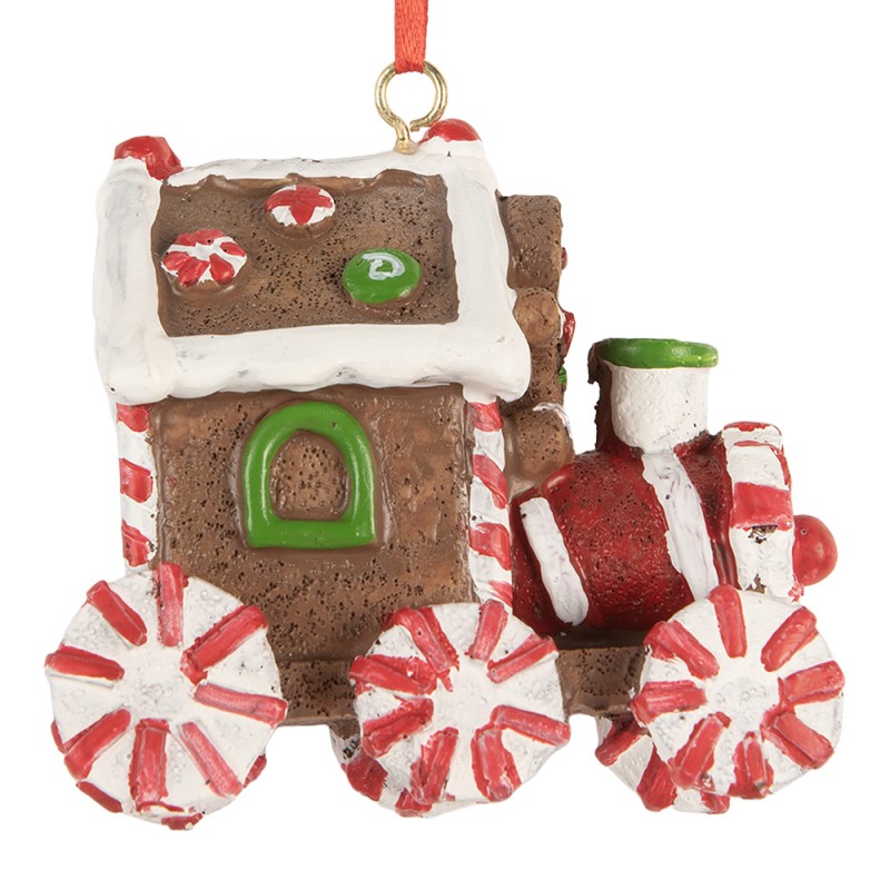 Clayre & Eef Christmas Ornament Train 9x5x9 cm Brown Plastic