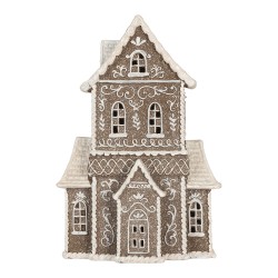 Clayre & Eef Gingerbread house met LED 23x11x33 cm Bruin Kunststof