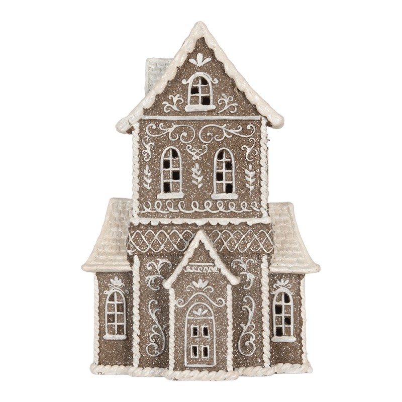 Clayre & Eef Gingerbread house met LED 23x11x33 cm Bruin Kunststof
