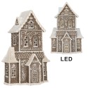 Clayre & Eef Gingerbread house met LED 23x11x33 cm Bruin Kunststof