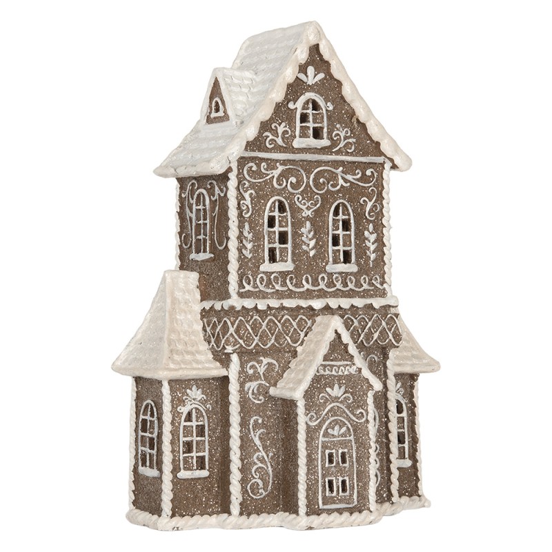 Clayre & Eef Gingerbread house met LED 23x11x33 cm Bruin Kunststof