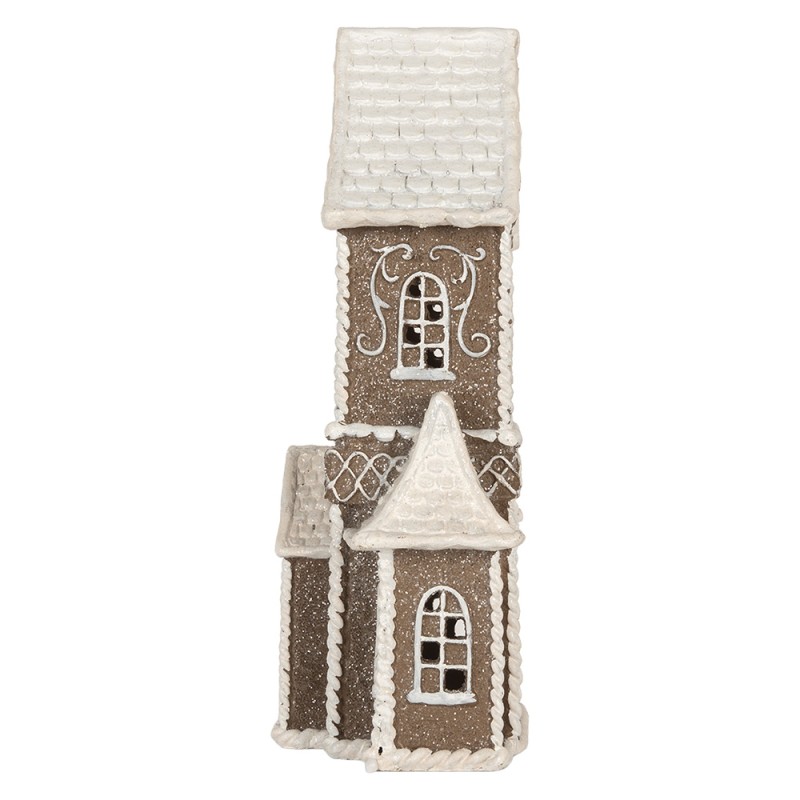 Clayre & Eef Gingerbread house met LED 23x11x33 cm Bruin Kunststof