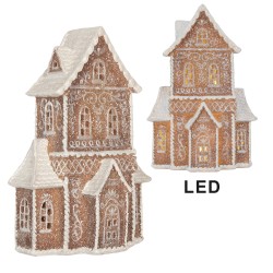 Clayre & Eef Maison en pain d'épices avec LED 16x8x23 cm Marron Plastique