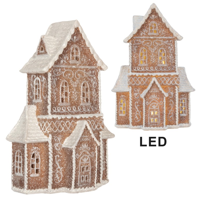 Clayre & Eef Maison en pain d'épices avec LED 16x8x23 cm Marron Plastique