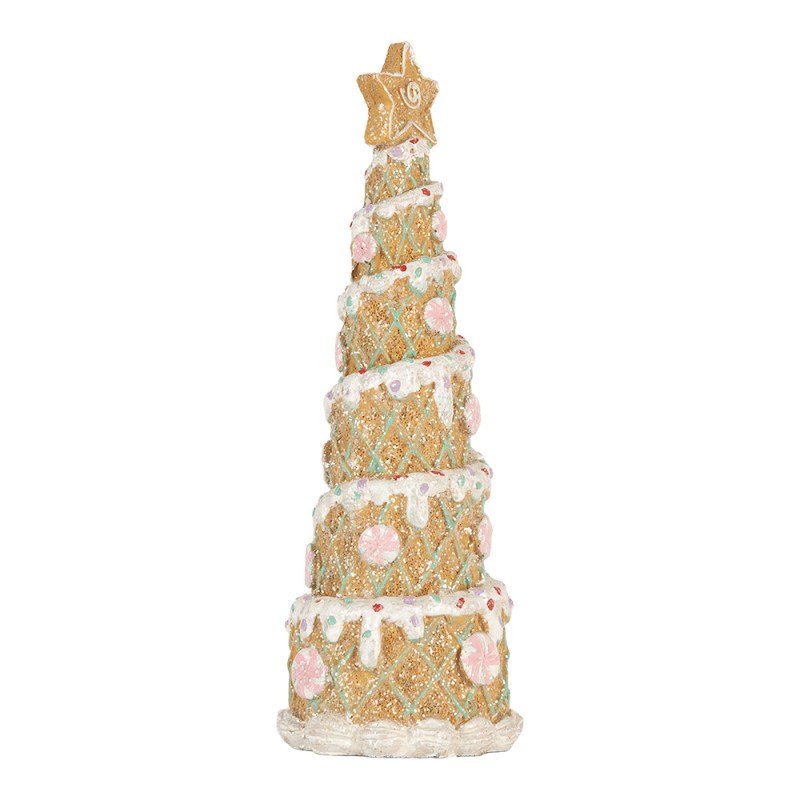 Clayre & Eef Kerstdecoratie Kerstboom Ø 9x26 cm Bruin Kunststof