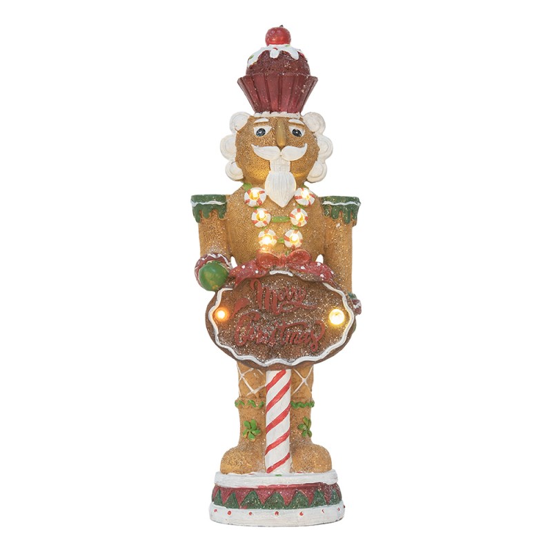Clayre & Eef Kerstdecoratie Beeld Notenkraker 3 x AAA Bruin Kunststof