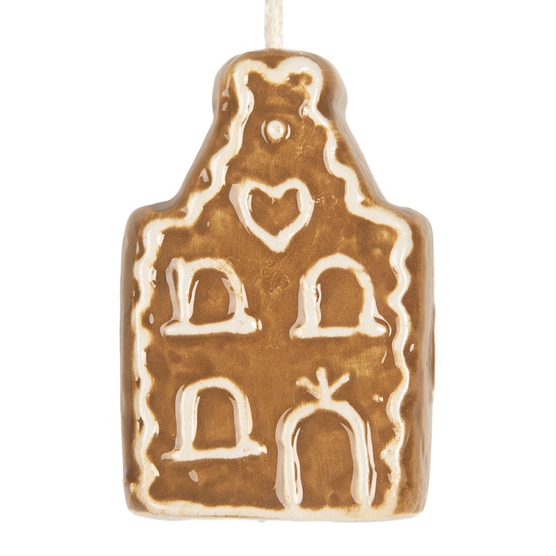 Clayre & Eef Christmas Ornament House 4x4x7 cm Brown Ceramic