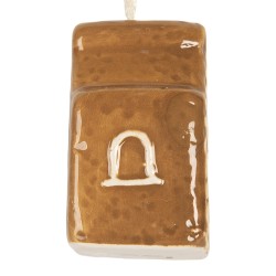 Clayre & Eef Christmas Ornament House 4x4x7 cm Brown Ceramic