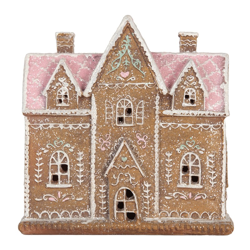 Clayre & Eef Gingerbread house with LED 21x8x20 cm Brown Plastic