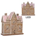 Clayre & Eef Gingerbread house with LED 21x8x20 cm Brown Plastic