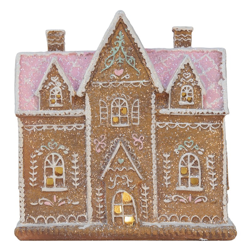 Clayre & Eef Gingerbread house with LED 21x8x20 cm Brown Plastic