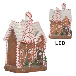Clayre & Eef Maison en pain d'épices avec LED 16x12x23 cm Marron Plastique