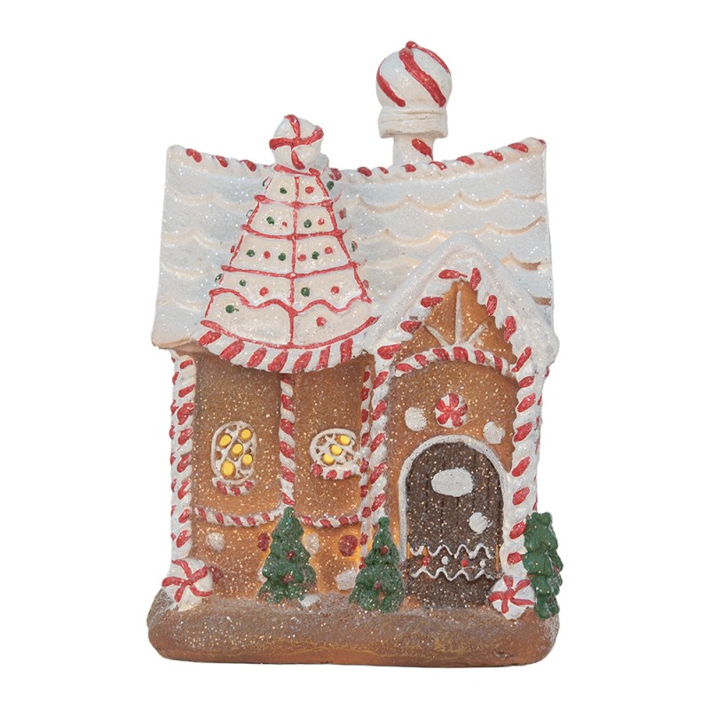 Clayre & Eef Casa di pan di zenzero con LED 16x12x23 cm Marrone Plastica