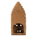 Clayre & Eef Waxinelichthouder Huis 8x7x16 cm Bruin Keramiek