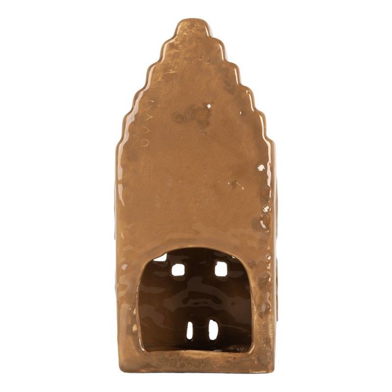 Clayre & Eef Waxinelichthouder Huis 8x7x16 cm Bruin Keramiek