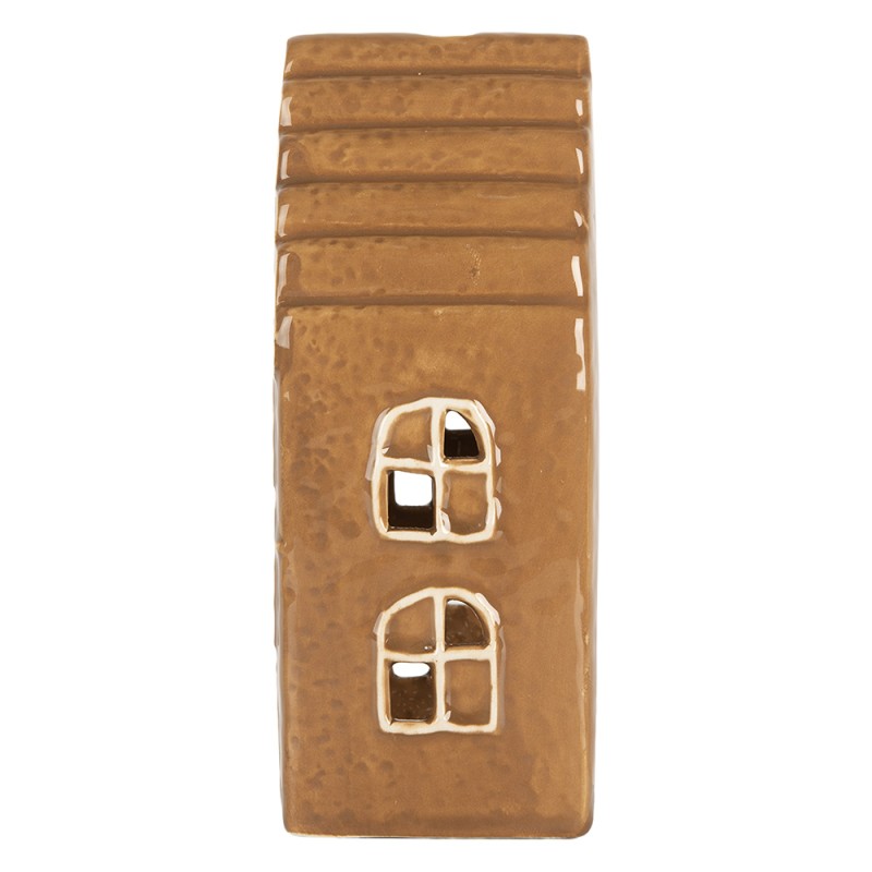 Clayre & Eef Waxinelichthouder Huis 8x7x16 cm Bruin Keramiek