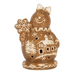 Clayre & Eef Décoration de Noël Bonhomme de neige 9x7x13 cm Marron Céramique