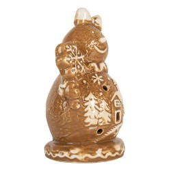 Clayre & Eef Décoration de Noël Bonhomme de neige 9x7x13 cm Marron Céramique