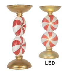 Clayre & Eef Decorazione natalizia con illuminazione a LED Ø 11x23 cm Color oro Plastica