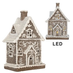 Clayre & Eef Casa di pan di zenzero con LED 16x10x23 cm Marrone Plastica