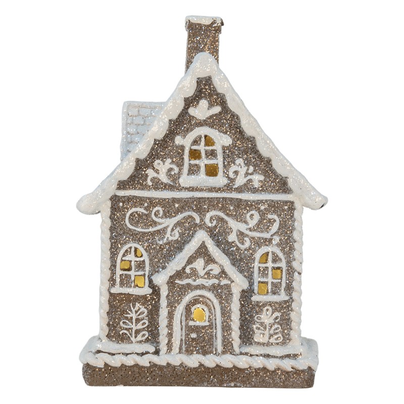 Clayre & Eef Casa di pan di zenzero con LED 16x10x23 cm Marrone Plastica