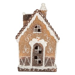 Clayre & Eef Gingerbread house met LED 13x9x20 cm Bruin Kunststof