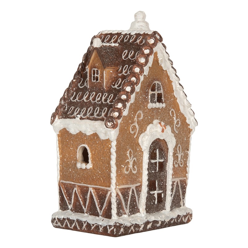Clayre & Eef Gingerbread house met LED 13x9x20 cm Bruin Kunststof