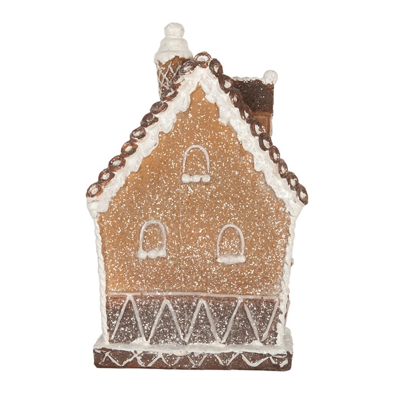 Clayre & Eef Gingerbread house met LED 13x9x20 cm Bruin Kunststof