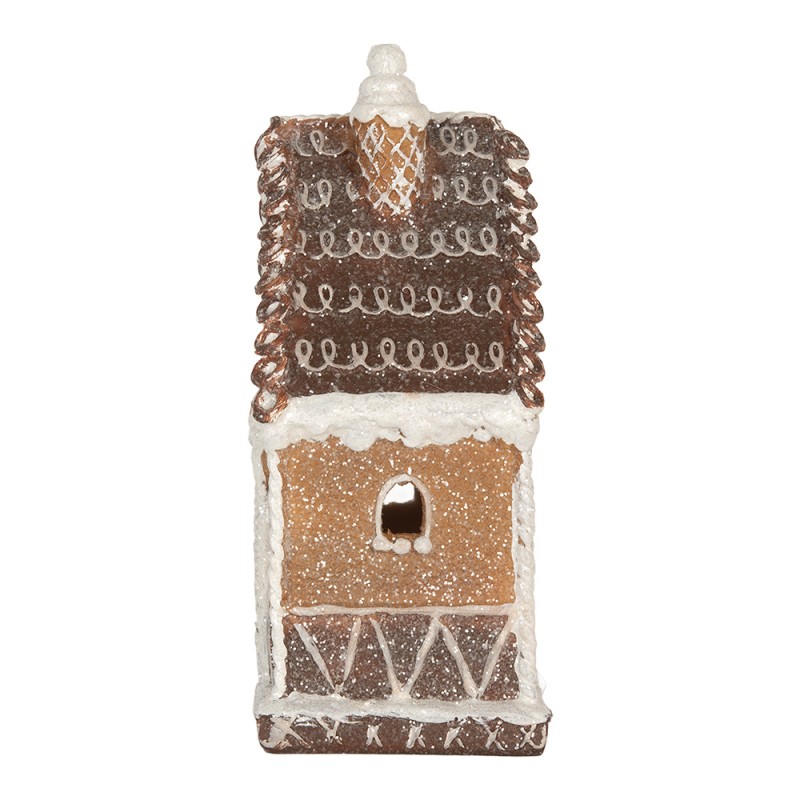 Clayre & Eef Gingerbread house met LED 13x9x20 cm Bruin Kunststof