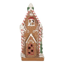 Clayre & Eef Casa di pan di zenzero con LED 15x9x20 cm Marrone Plastica