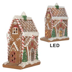 Clayre & Eef Casa di pan di zenzero con LED 15x9x20 cm Marrone Plastica