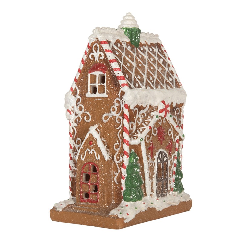 Clayre & Eef Casa di pan di zenzero con LED 15x9x20 cm Marrone Plastica