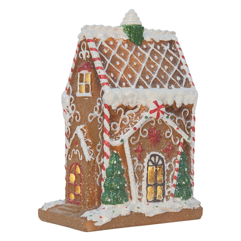 Clayre & Eef Casa di pan di zenzero con LED 15x9x20 cm Marrone Plastica